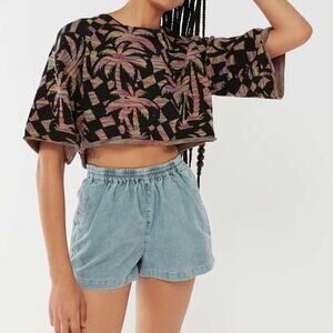 UO Cape Print Oversized Cropped Sweater Size XS